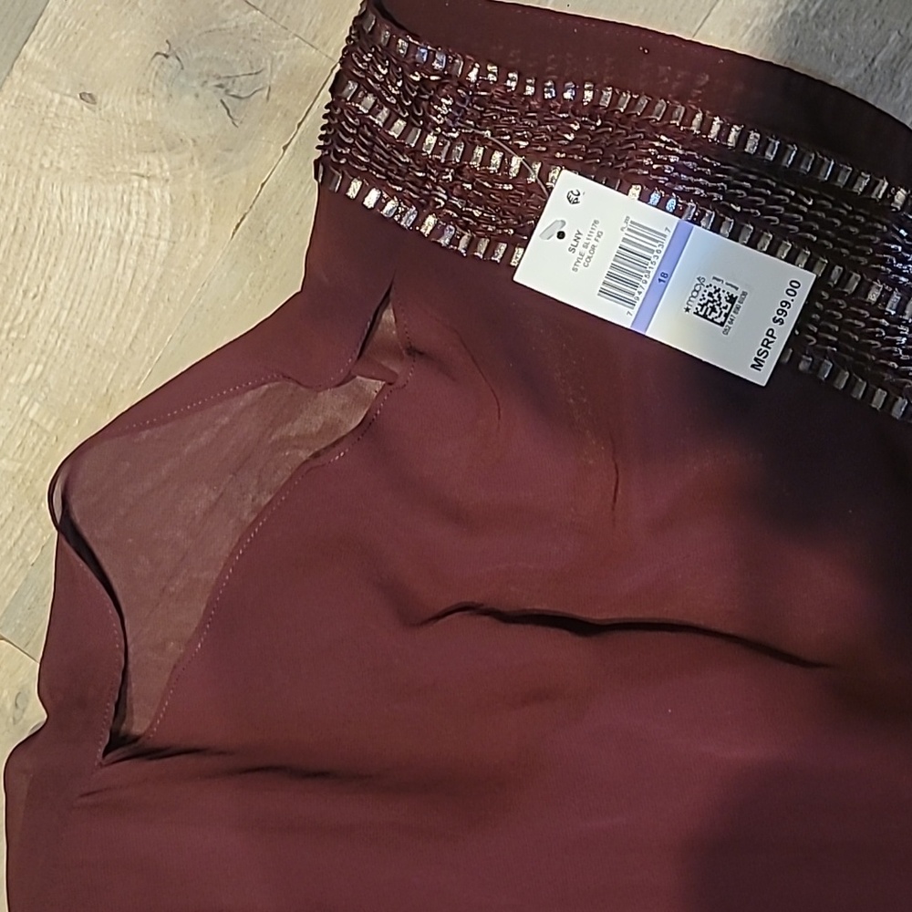 NWT SLNY Metallic Trim Capelet Sheath Dress Size 18 - Picture 4 of 6